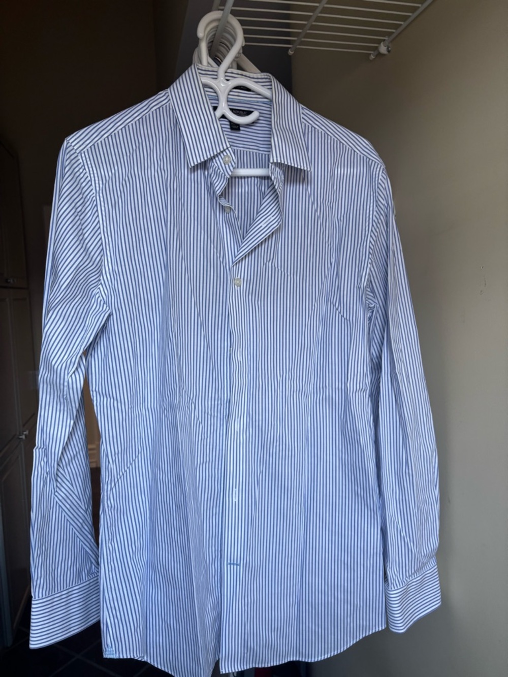 Banana Republic Men’s Blue and White Pinstripe Dress Shirt